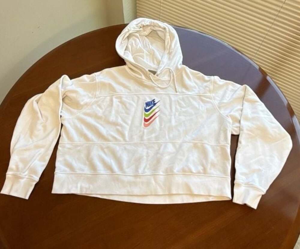 Nike Sportswear Women's Multi-Swoosh Cropped Hoodie White Size L